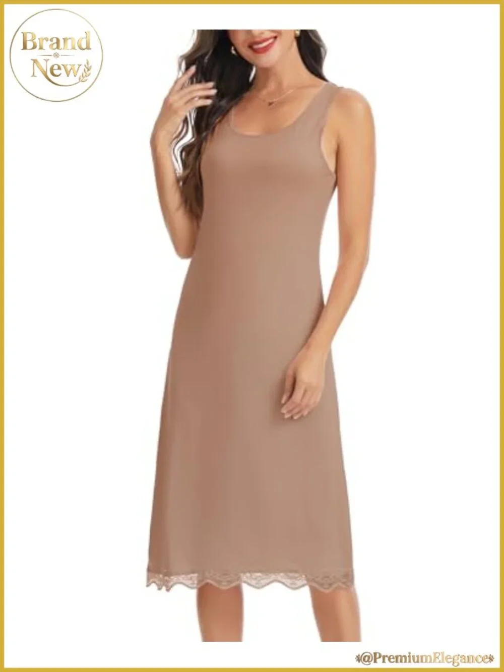 Women's Full Slip Dress with Lace Trim Modal Spandex S-3XL